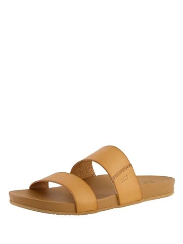 Vegan Leather Slides with Cushion Bounce Footbed Sandals for Women