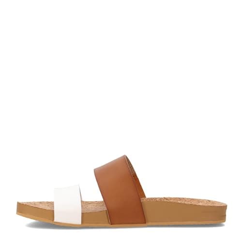 Vegan Leather Slides with Cushion Bounce Footbed Sandals for Women