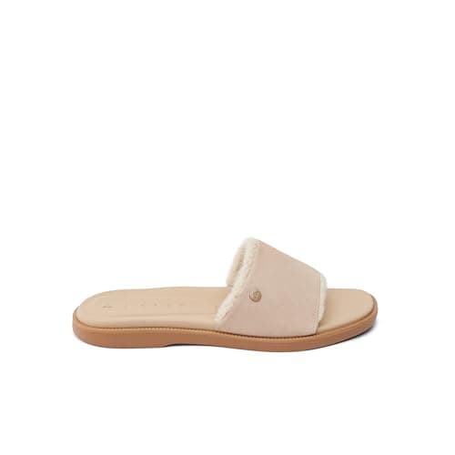 REEF Arrianah Women's Cozy Slide Sandal, Full Grain Leather & Faux Fur Lined
