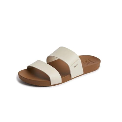 Vegan Leather Slides with Cushion Bounce Footbed Sandals for Women