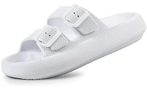 Weweya Adjustable Double Buckle Slides - EVA Flat Sandals for Men and Women