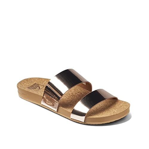 Vegan Leather Slides with Cushion Bounce Footbed Sandals for Women