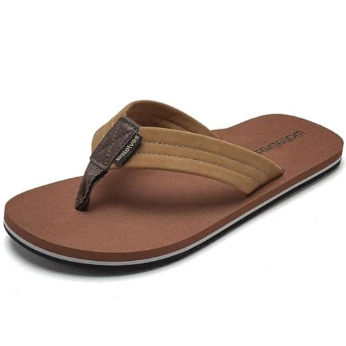 WateLves Men's Arch Support Flip-Flops for Summer Beach Pool Showers