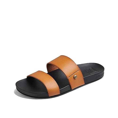 Vegan Leather Slides with Cushion Bounce Footbed Sandals for Women