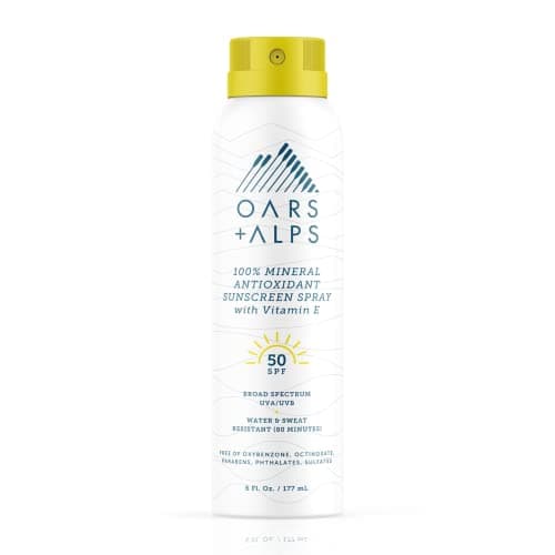 Oars + Alps SPF 50 Mineral Sunscreen Spray, Vitamin E & Antioxidants, Water & Sweat Resistant
