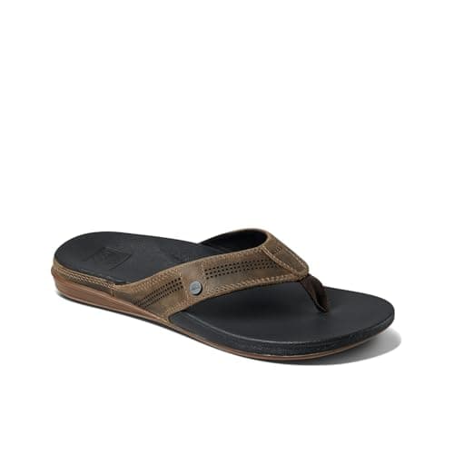 REEF Men's Lux Flip Flop, Ultra Soft Footbed, Full Grain Leather