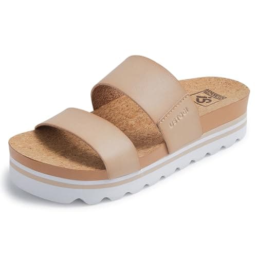 Ustogi Arch Support Flatform Sandals for Women Summer Cushioned Beach Slides