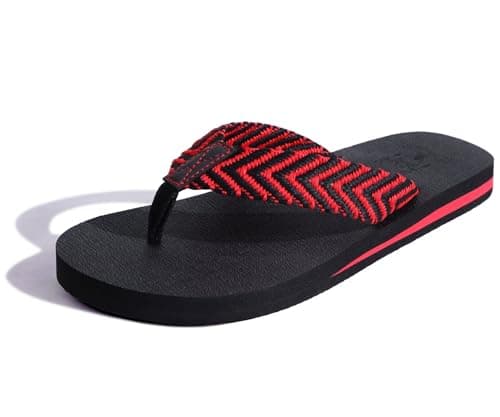 KuaiLu Men's Leather Arch Support Flip Flops for Summer Beach Pool Sprint