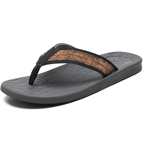 KuaiLu Mens Arch Support Summer Beach Flip FlopsComfortable Yoga Slippers