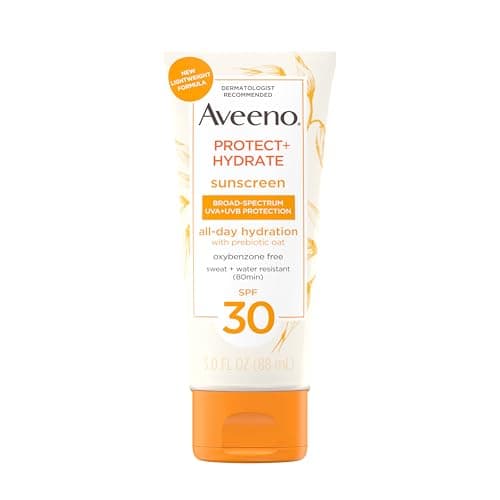 Aveeno Protect + Hydrate Broad Spectrum SPF 60 Sunscreen Lotion, Prebiotic Oat, 12 FL OZ