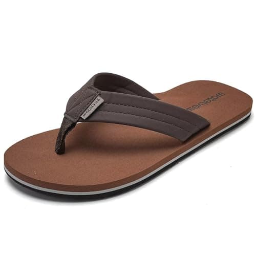 WateLves Men's Arch Support Flip-Flops for Summer Beach Pool Showers