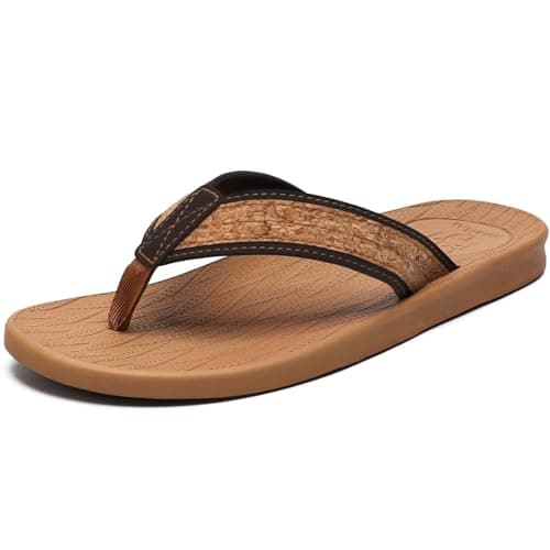 KuaiLu Mens Arch Support Summer Beach Flip FlopsComfortable Yoga Slippers
