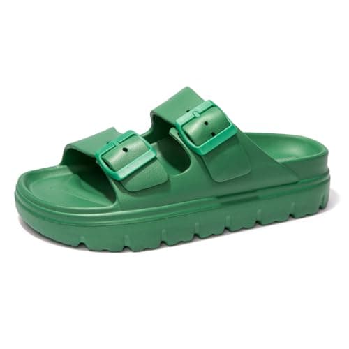 FUNKYMONKEY Women's Comfort Slides with Double Buckle Adjustment