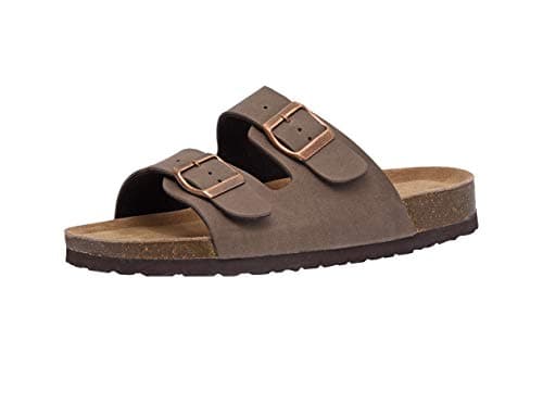 CUSHIONAIRE Lane Cork Footbed Sandals for Women – Comfortable Slip-OnSlides with Suede & Arch Support