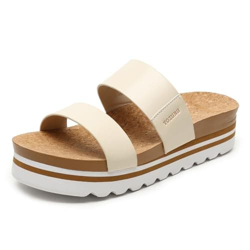 Yozuru Women's Arch Support Platform Sandals Cushion Wedge Beach Shoes