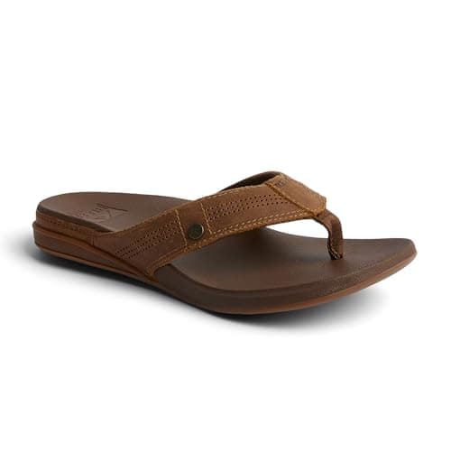 REEF Men's Lux Flip Flop, Ultra Soft Footbed, Full Grain Leather