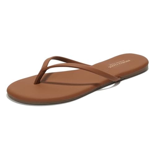 Foundations Women's Memory Foam Flip Flops - Vegan Leather Summer Slides