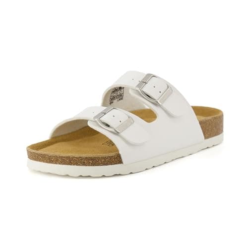 CUSHIONAIRE Lane Cork Footbed Sandals for Women – Comfortable Slip-OnSlides with Suede & Arch Support