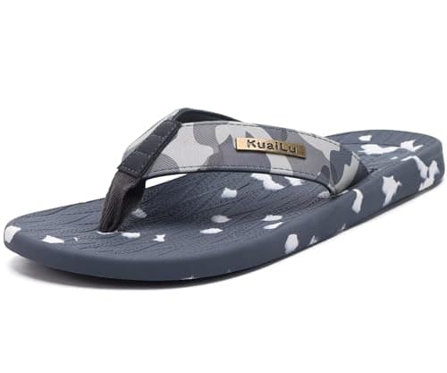 KuaiLu Mens Arch Support Summer Beach Flip FlopsComfortable Yoga Slippers