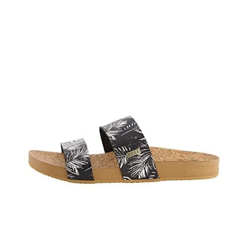 Vegan Leather Slides with Cushion Bounce Footbed Sandals for Women