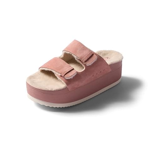 REEF Ojai Ciara Women's Platform Slide, Faux Fur Footbed