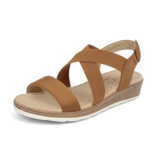 VJHComfort Women's Slip-On Elastic Ankle Strap Slingback Sandals