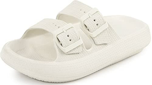 Weweya Adjustable Double Buckle Slides - EVA Flat Sandals for Men and Women