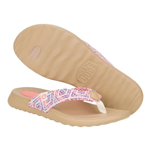 Hey Dude Christi Flip Women's Baja Blue/Pink/Multi Size 5 Sandals