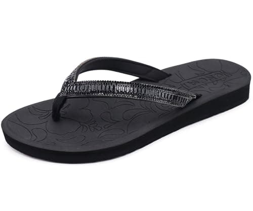 ONCAI Women's Rhinestone Flip Flops with Arch Support and Plantar Fasciitis Relief