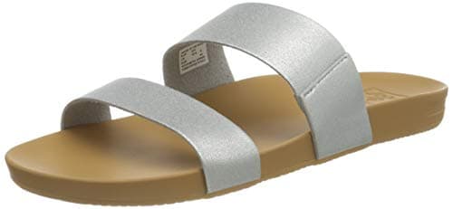 Vegan Leather Slides with Cushion Bounce Footbed Sandals for Women
