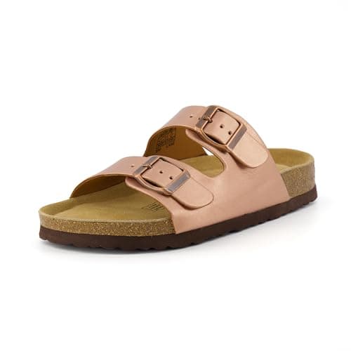 CUSHIONAIRE Lane Cork Footbed Sandals for Women – Comfortable Slip-OnSlides with Suede & Arch Support
