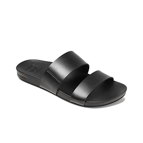 Vegan Leather Slides with Cushion Bounce Footbed Sandals for Women