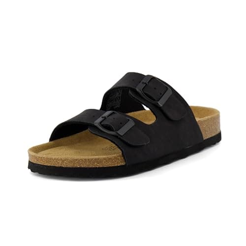 CUSHIONAIRE Lane Cork Footbed Sandals for Women – Comfortable Slip-OnSlides with Suede & Arch Support
