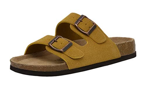 CUSHIONAIRE Lane Cork Footbed Sandals for Women – Comfortable Slip-OnSlides with Suede & Arch Support