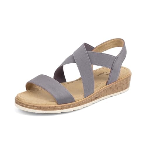 VJHComfort Women's Slip-On Elastic Ankle Strap Slingback Sandals