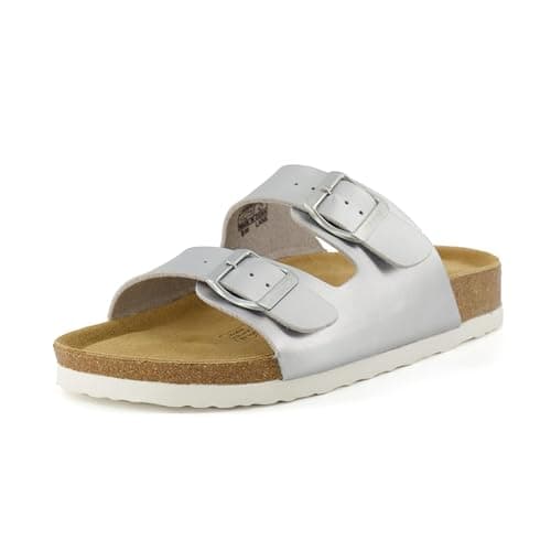 CUSHIONAIRE Lane Cork Footbed Sandals for Women – Comfortable Slip-OnSlides with Suede & Arch Support
