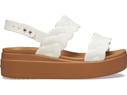 Crocs Women's Brooklyn Low Wedge Sandal, Chalk Woven, Size 7
