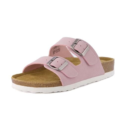 CUSHIONAIRE Lane Cork Footbed Sandals for Women – Comfortable Slip-OnSlides with Suede & Arch Support