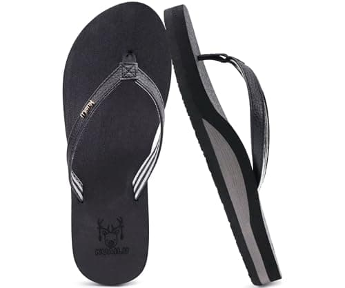 KuaiLu Women's Arch Support Flip Flops for Summer Beach Walking