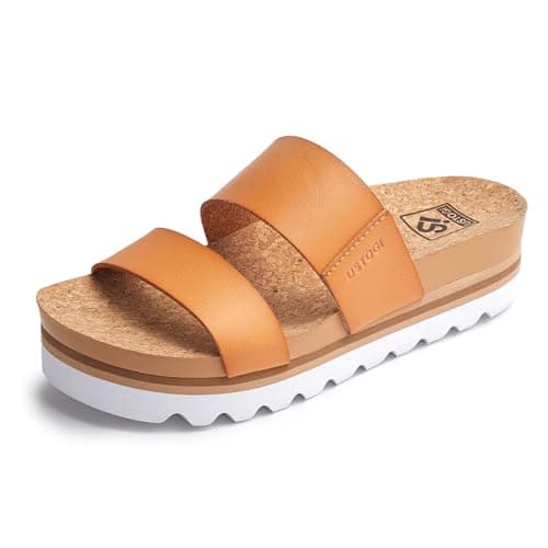 Ustogi Arch Support Flatform Sandals for Women Summer Cushioned Beach Slides