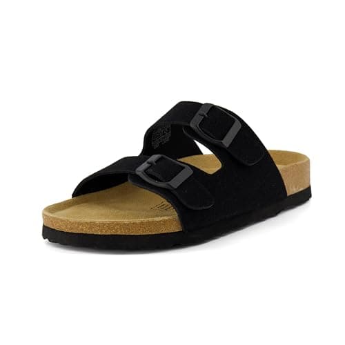 CUSHIONAIRE Lane Cork Footbed Sandals for Women – Comfortable Slip-OnSlides with Suede & Arch Support