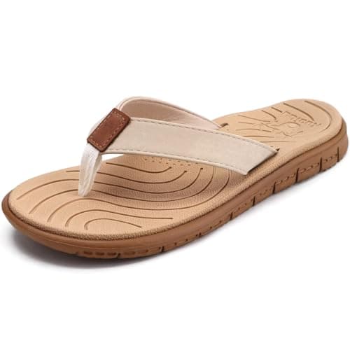 KuaiLu Women's Casual Comfortable Cushion Flip Flops with Arch Support