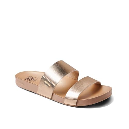 Vegan Leather Slides with Cushion Bounce Footbed Sandals for Women