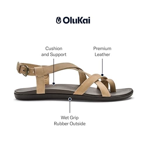 OLUKAI Upena Women's Quick-Dry Beach Sandals, Water Resistant & Comfortable