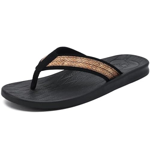 KuaiLu Mens Arch Support Summer Beach Flip FlopsComfortable Yoga Slippers