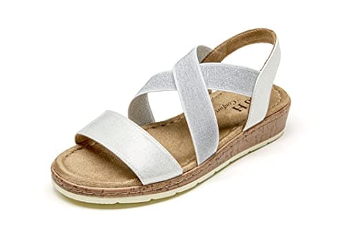 VJHComfort Women's Slip-On Elastic Ankle Strap Slingback Sandals