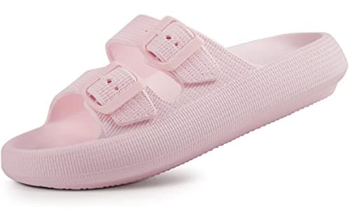 Weweya Adjustable Double Buckle Slides - EVA Flat Sandals for Men and Women