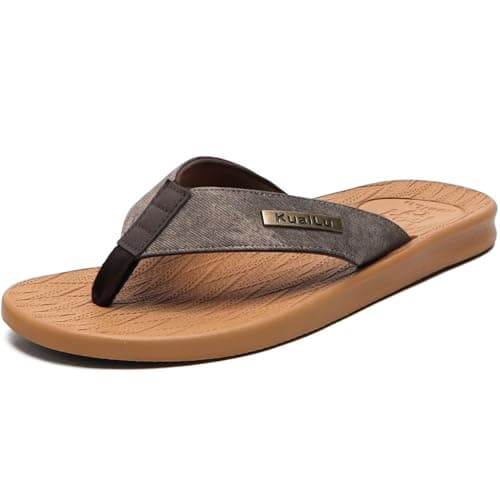 KuaiLu Mens Arch Support Summer Beach Flip FlopsComfortable Yoga Slippers