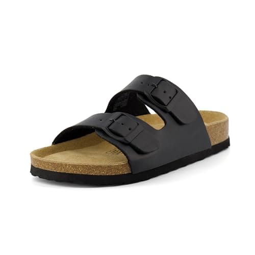 CUSHIONAIRE Lane Cork Footbed Sandals for Women – Comfortable Slip-OnSlides with Suede & Arch Support