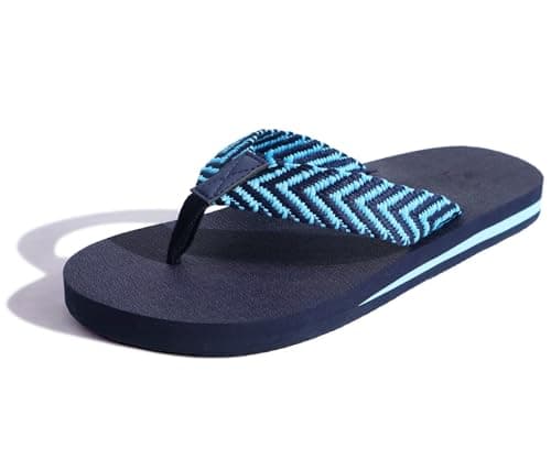 KuaiLu Men's Leather Arch Support Flip Flops for Summer Beach Pool Sprint